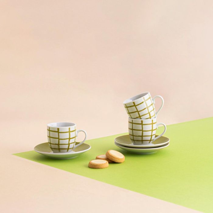 Set 6 Tazas con Plato Porcelana Kansas Quid 9 cL 1 Set 6 Tazas con Plato Porcelana Kansas Quid 9 cL 1