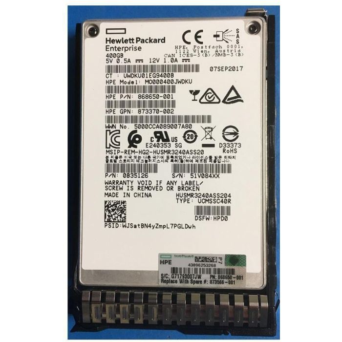 Hewlett Packard Enterprise 480GB, 2.5", 12G SAS, MU, SFF, SC 1 Hewlett Packard Enterprise 480GB, 2.5", 12G SAS, MU, SFF, SC 1