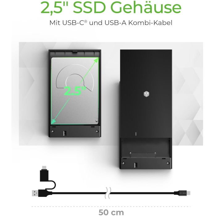 Festplattengehäuse 2.5" SATA Gehäuse USB3.2 ICY BOX Black 1