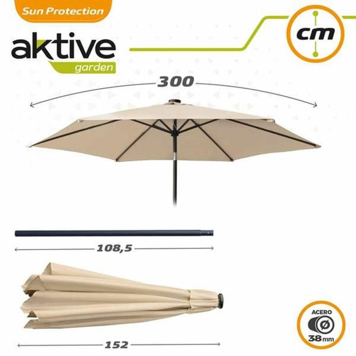 Parasol 300 cm con chimenea y luces led solares 140x15 cm 10 Parasol 300 cm con chimenea y luces led solares 140x15 cm 10