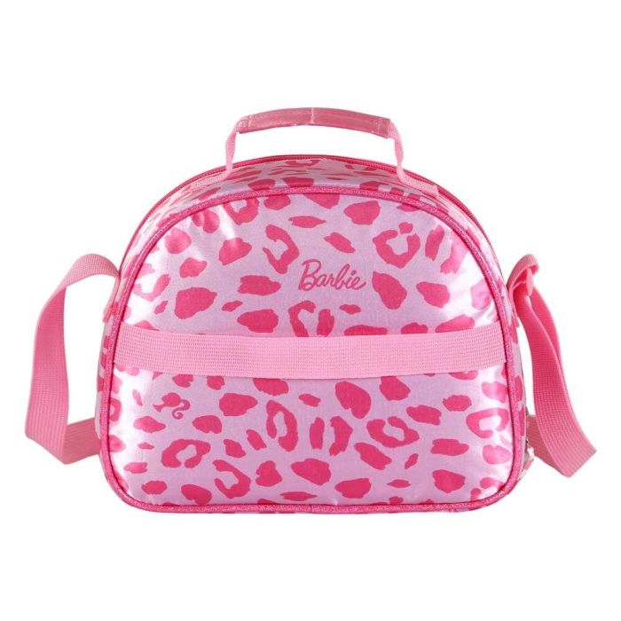 Barbie Bolsa Portamerienda 3D Fashion Rosa con Forro Isotérmico, Asa Ajustable y Diseño con Relieve 3