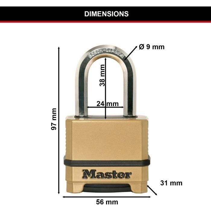 Candado de alta seguridad - MASTER LOCK - M175EURDLF - Combinación - Zinc - Arco en L - Exterior 4