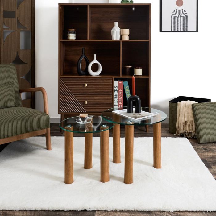 Juego De 2 Mesas Nido Vidrio Home Deco Factory REdiámetro   6