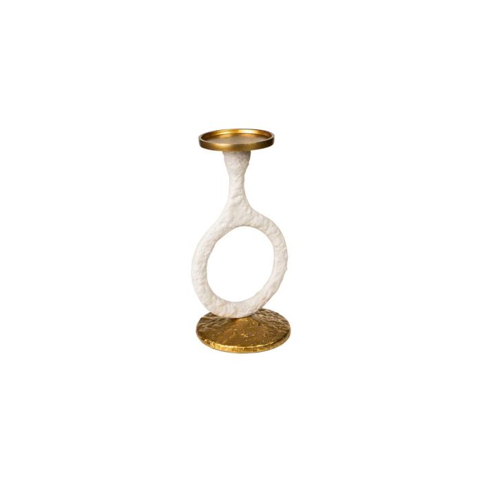 Portavelas Romimex Blanco/Dorado Aluminio 14 x 25 x 13 cm Círculo Portavelas Romimex Blanco/Dorado Aluminio 14 x 25 x 13 cm Círculo