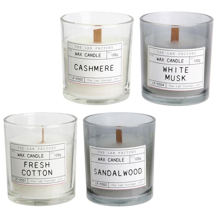 Home Deco Factory Vela Cera 120G Apothicaire Vaso Cristal Mecha Madera Aromas Variados 2