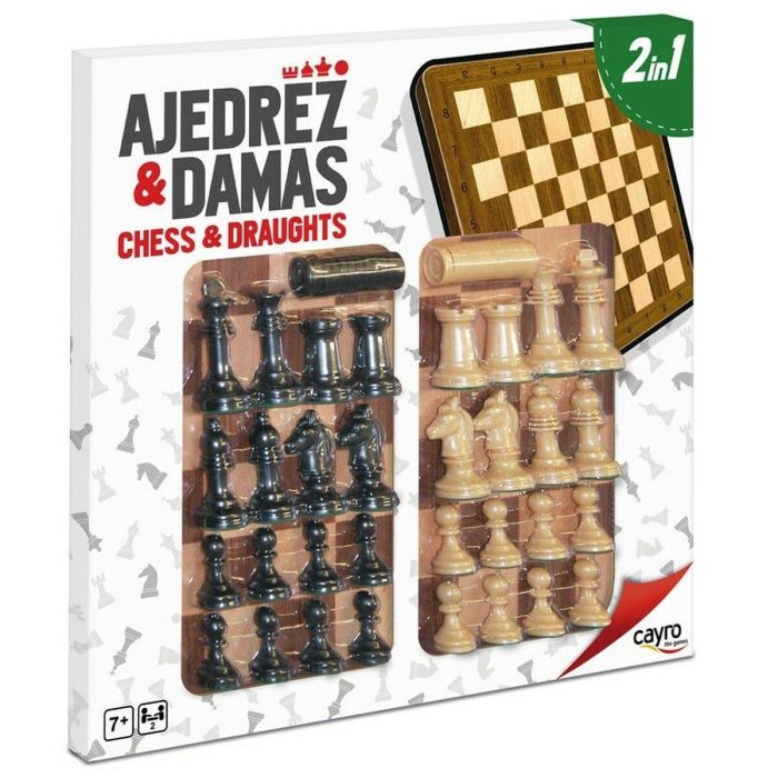 Tab. ajedrez-damas madera con acc. 40x40 cm.
