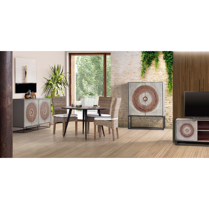 Giner y Colomer Mesa de Comedor Redonda Acacia Maciza con Patas de Metal Negro 120 cm 3 Giner y Colomer Mesa de Comedor Redonda Acacia Maciza con Patas de Metal Negro 120 cm 3