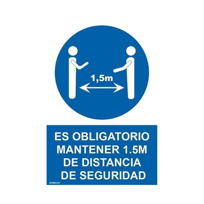 Archivo 2000 Señal "Obligatorio Mantener La Distancia De Seguridad 1,5M" 210x297 Pvc Azul Y Blanco