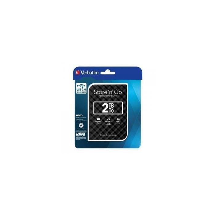 Verbatim Disco Duro Portátil Store 'N' Go 2Tb Hdd 2.5" Gen 2, Usb 3.0 Negro Verbatim Disco Duro Portátil Store 'N' Go 2Tb Hdd 2.5" Gen 2, Usb 3.0 Negro