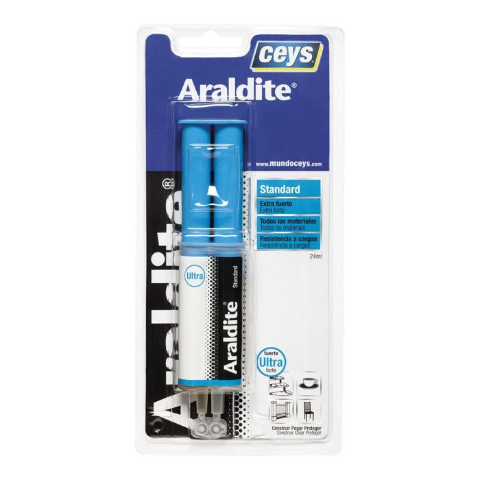 Ceys Araldite Adhesivo Universal Extra Fuerte Jeringa 24ml - 2 Componentes -30°C a +65°C, 350 kg/cm²