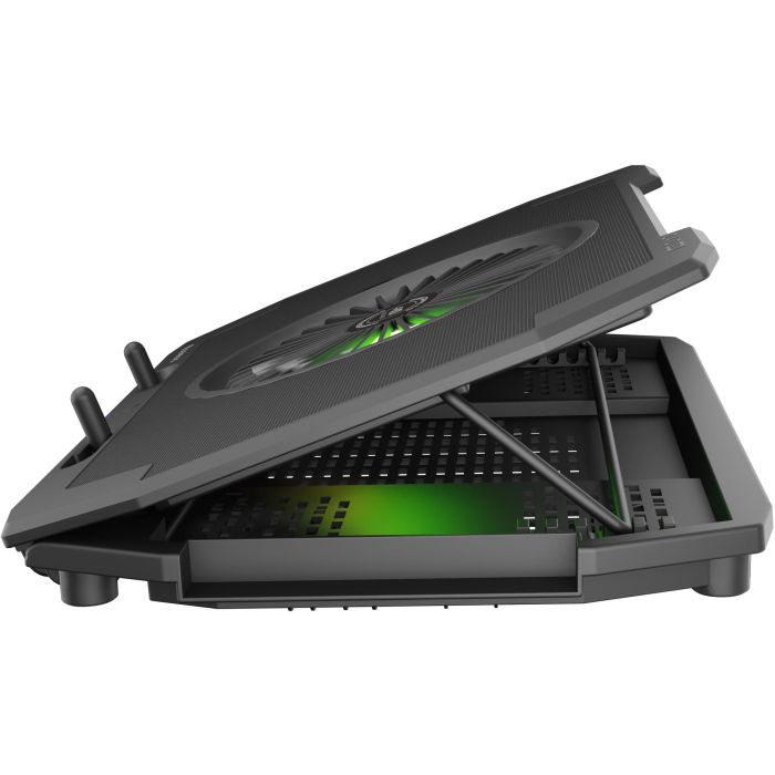 GENESIS Oxid 850 Almohadilla Refrigeradora para Portátil 17.3" con 5 Ventiladores, Iluminación RGB, Ajuste de Altura y 2 Puertos USB Negro 10