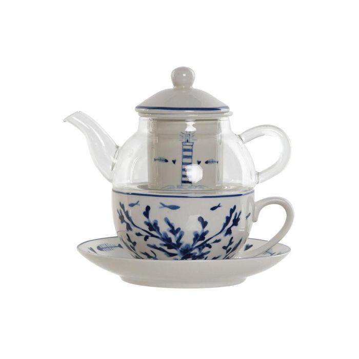 Tetera Atlantico DKD Home Decor Blanco Azul 13.5 x 14 x 16.5 cm Set de 3 Tetera Atlantico DKD Home Decor Blanco Azul 13.5 x 14 x 16.5 cm Set de 3