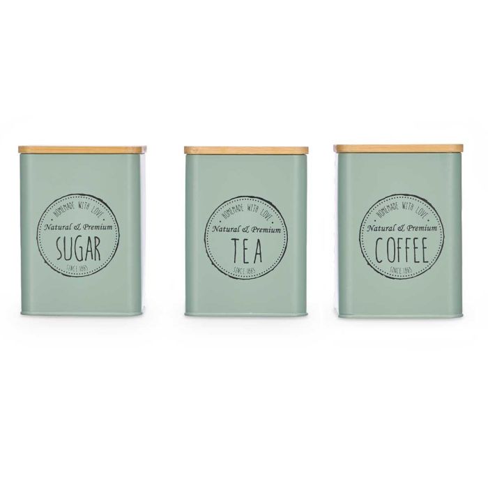 Tarro Tapa Bambu 3 Modelos Verde Menta Kinvara 9x13x9cm (12 Unidades) 1