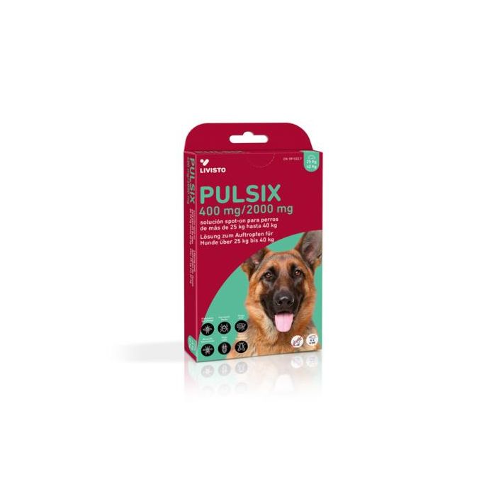 Pulsix Pipeta Antiparasitaria 400 mg-2000 mg para Perros de 25-40 kg - Tratamiento 4x4 mL