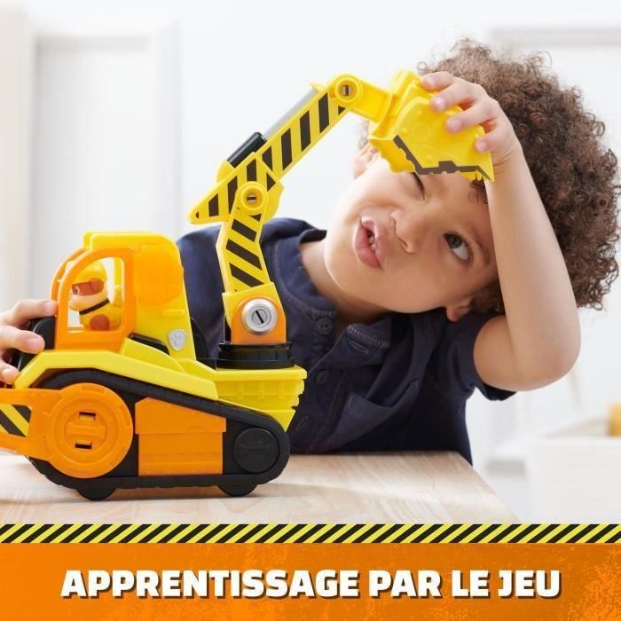 Spin Master 6068074 PAW Patrol Rubble Vehículo Construcción Bark Yard Deluxe Bulldozer con Figura, Luces y Sonidos, Edad +3 años 5
