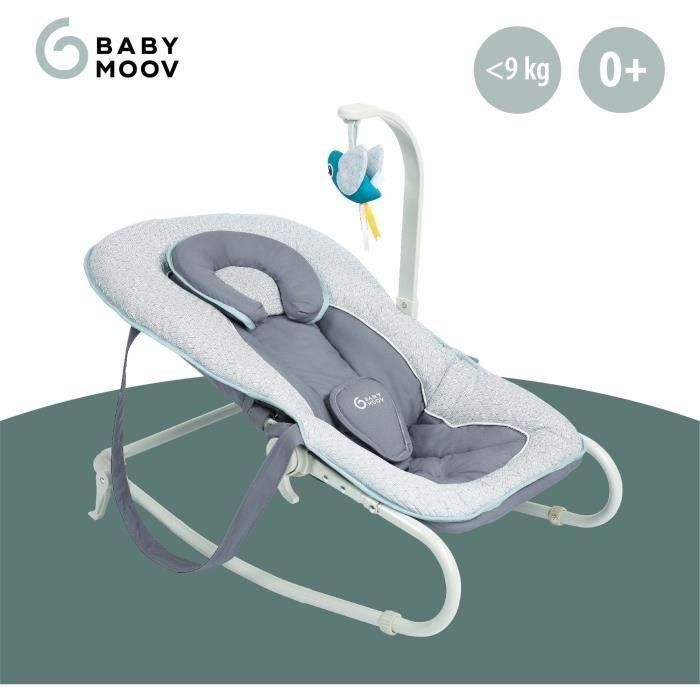Babymoov Transat Graphik Azul para Bebé - Hamaca Acolchada y Cómoda, Reclinable, Plegable Compacta, Reposacabezas Ajustable, Desde Nacimiento 2