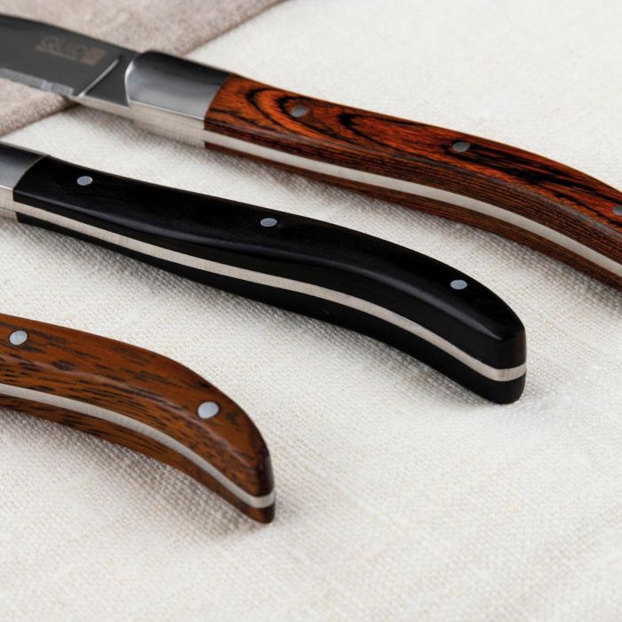 Quid Professional Cuchillo Steak Narbona Acero Inoxidable y Mango Madera 22 cm - Pack 12 Unidades con Mango Remachado 3