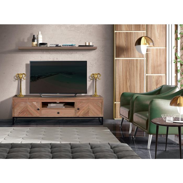 Giner y Colomer Mueble TV Acacia y Metal Natural 2 Puertas 1 Cajón 7 Giner y Colomer Mueble TV Acacia y Metal Natural 2 Puertas 1 Cajón 7