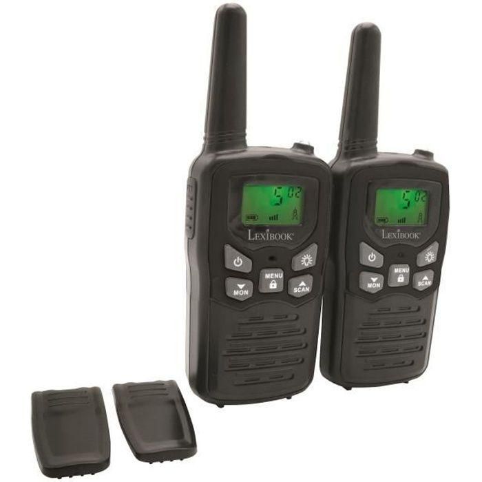 Lexibook Walkie-Talkie negro, largo alcance 8 km en exteriores, con función de silenciamiento, monitor y linterna integrada 0 Lexibook Walkie-Talkie negro, largo alcance 8 km en exteriores, con función de silenciamiento, monitor y linterna integrada 0