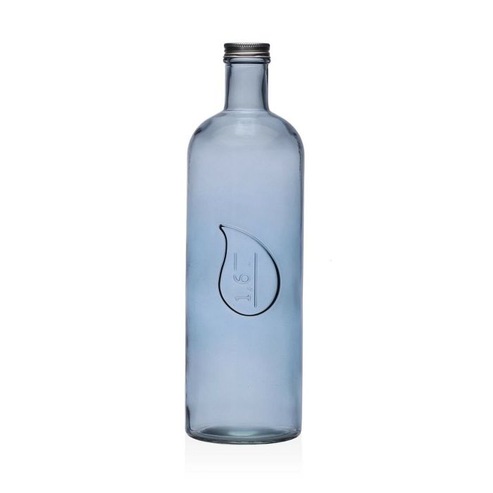 Botella de Agua Versa Azul Vidrio Aluminio 1,6 L 9,8 x 32,5 x 9,8 cm