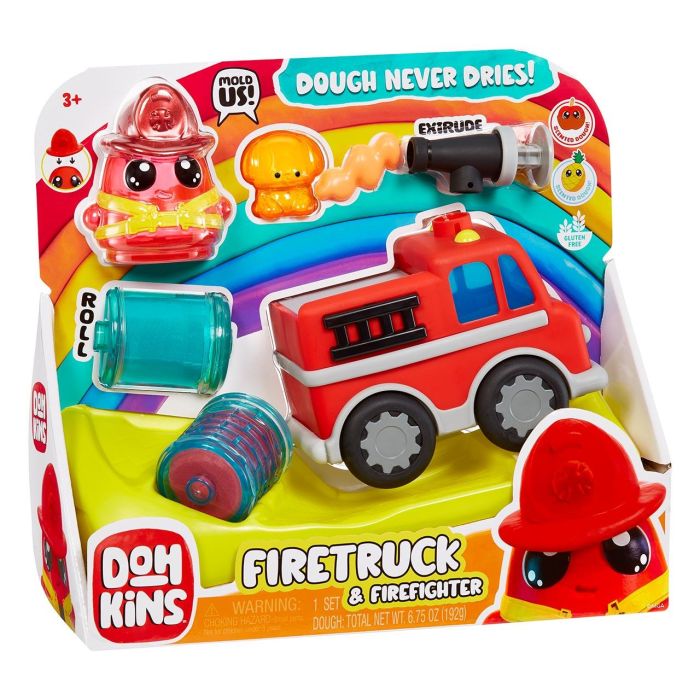 DohKins Camión Bomberos Set con Bombero, Molde y Plastilina Mágica para Niños de 2-5 Años 1 DohKins Camión Bomberos Set con Bombero, Molde y Plastilina Mágica para Niños de 2-5 Años 1
