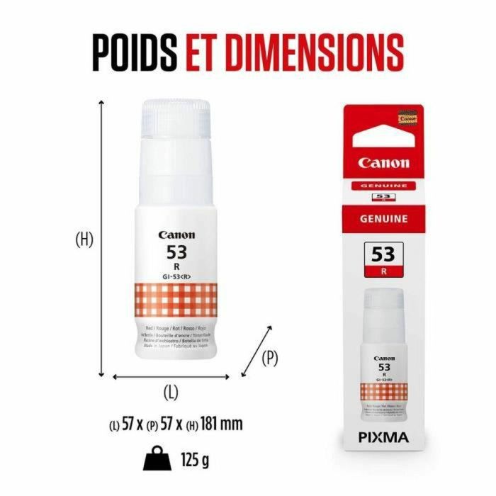 Canon GI-53R Botella de Tinta Roja para PIXMA G650 y G550 - ChromaLife100, 60 ml 1 Canon GI-53R Botella de Tinta Roja para PIXMA G650 y G550 - ChromaLife100, 60 ml 1
