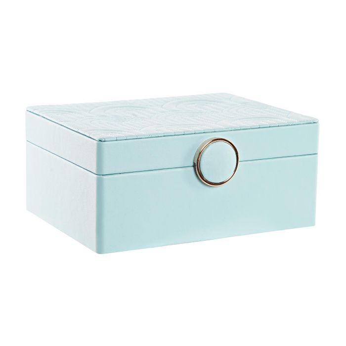 DKD Home Decor Joyero Organizador de Joyas Glam Verde Menta Colección Honda en PU y MDF. Elegante caja para accesorios 13x8.5x17 cm 3