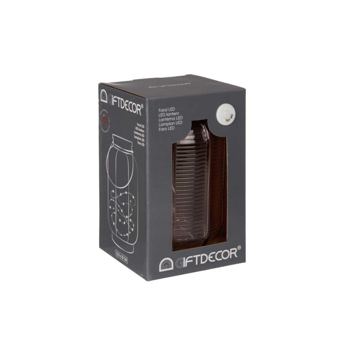 Farol LED Rayas Alto Rosa Giftdecor 13.5x22x13.5 cm, Vidrio, Oro, 20LED (6 Unidades) 2