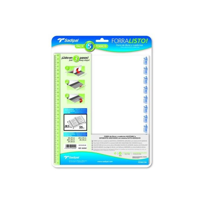 Forro Ajustable Sadipal Pp Trans.28,5 X 52 Cm Blister De 5