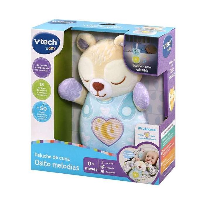 V-Tech Peluche De Cuna Osito Melodías 80-539822 para Bebé +0 Meses con 15 Minutos de Melodías Relajantes
