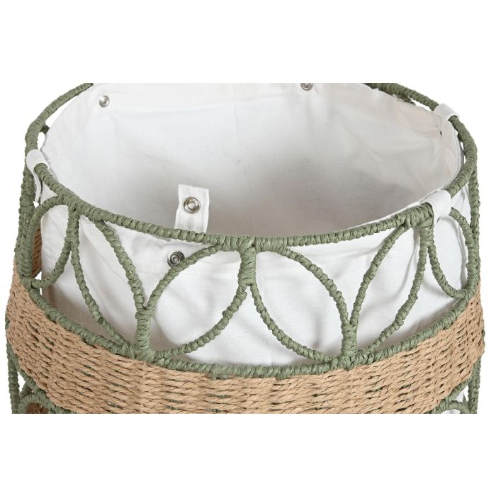 Cesta Tropical DKD Home Decor Verde Blanco 44 x 36 x 44 cm (2 Unidades) 3 Cesta Tropical DKD Home Decor Verde Blanco 44 x 36 x 44 cm (2 Unidades) 3