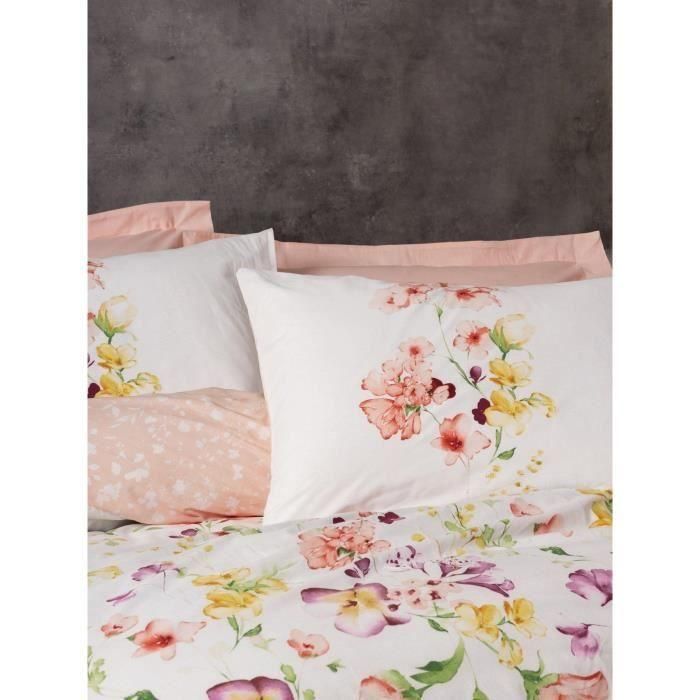 Juego de cama - 1 funda nórdica 220x240 cm + 2 fundas de almohada 60x60 cm - 100% algodón - Blanco 1 Juego de cama - 1 funda nórdica 220x240 cm + 2 fundas de almohada 60x60 cm - 100% algodón - Blanco 1
