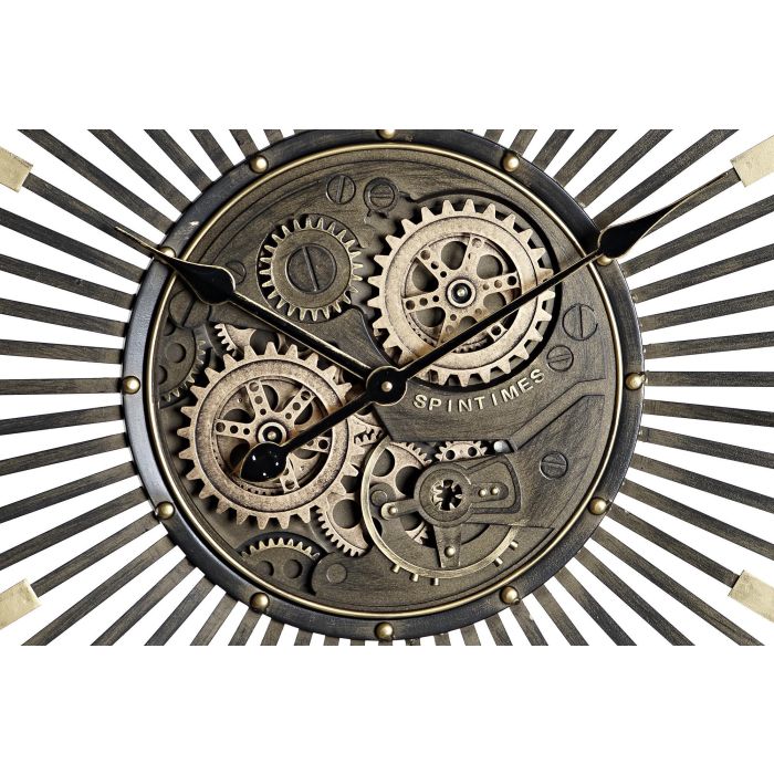 DKD Home Decor Reloj de Pared Vintage Negro y Dorado 65 x 65 x 6.7 cm 1
