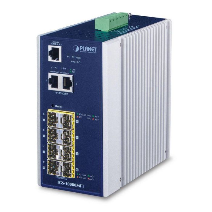 Planet Switch industrial 6 puertos SFP Gigabit 100/1000X + 2 SFP 1G/2.5G + 2 10/100/1000T gestionable Planet Switch industrial 6 puertos SFP Gigabit 100/1000X + 2 SFP 1G/2.5G + 2 10/100/1000T gestionable