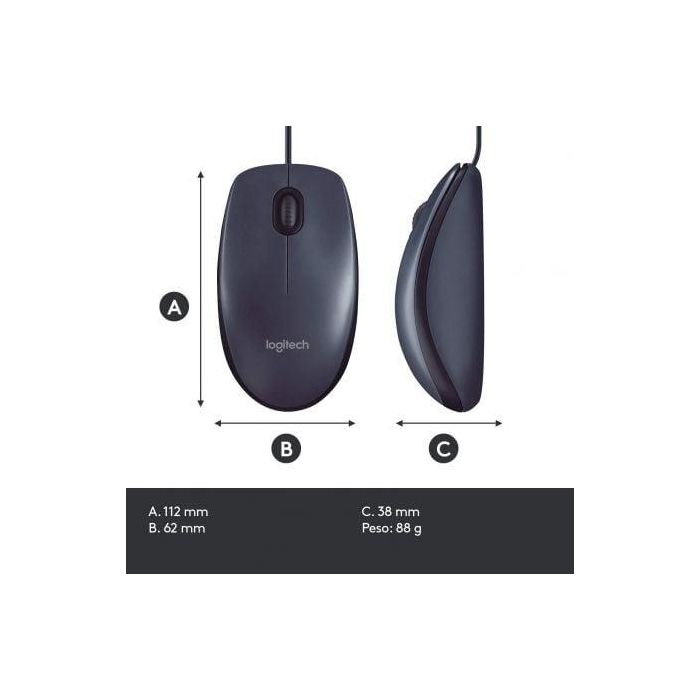 Logitech B100 Ratón Óptico USB Negro para Negocios, 800 DPI, Ergonómico Ambidextro, Conexión USB-A Plug & Play 3 Logitech B100 Ratón Óptico USB Negro para Negocios, 800 DPI, Ergonómico Ambidextro, Conexión USB-A Plug & Play 3