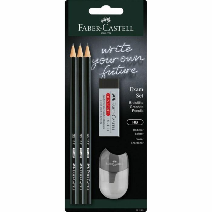 Lapiz De Grafito Faber-Castell 1111 - Hb Set Para Examen 3X Lapices 1X Goma De Borrar 1X Afilalapiz Con Deposito 10 unidades
