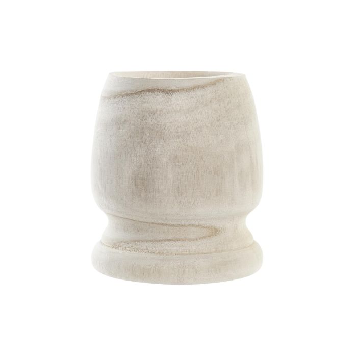DKD Home Decor Macetero Boho de Paulownia, Marrón, 16 cm Ancho x 16 cm Largo x 18 cm Alto