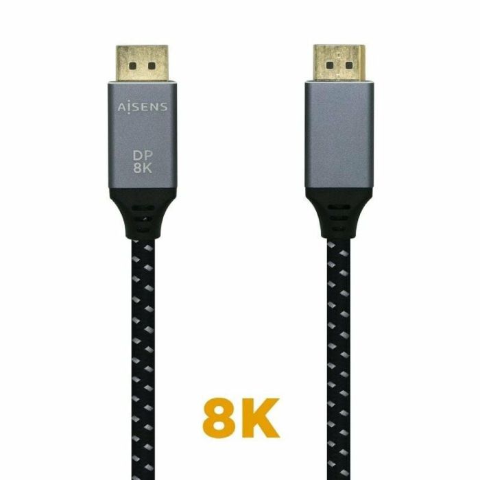AISENS A149-0438 Cable DisplayPort 1.4 8K 3m, 32.4 Gbps, HBR3, MST, Conectores DP Macho Bañados en Oro, Cobre OFC