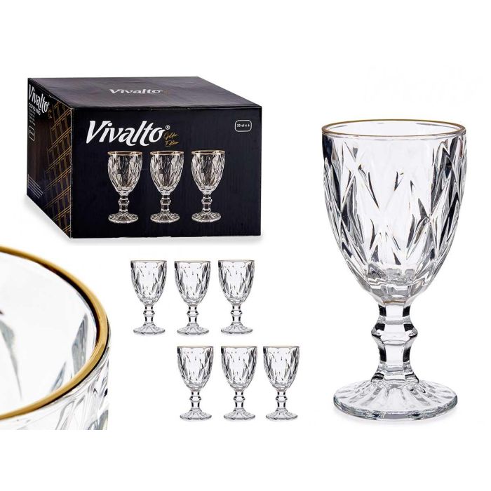 Copa Vino 330Ml Diamante Filo Oro Vivalto 9X17CM (36 Unidades) Copa Vino 330Ml Diamante Filo Oro Vivalto 9X17CM (36 Unidades)