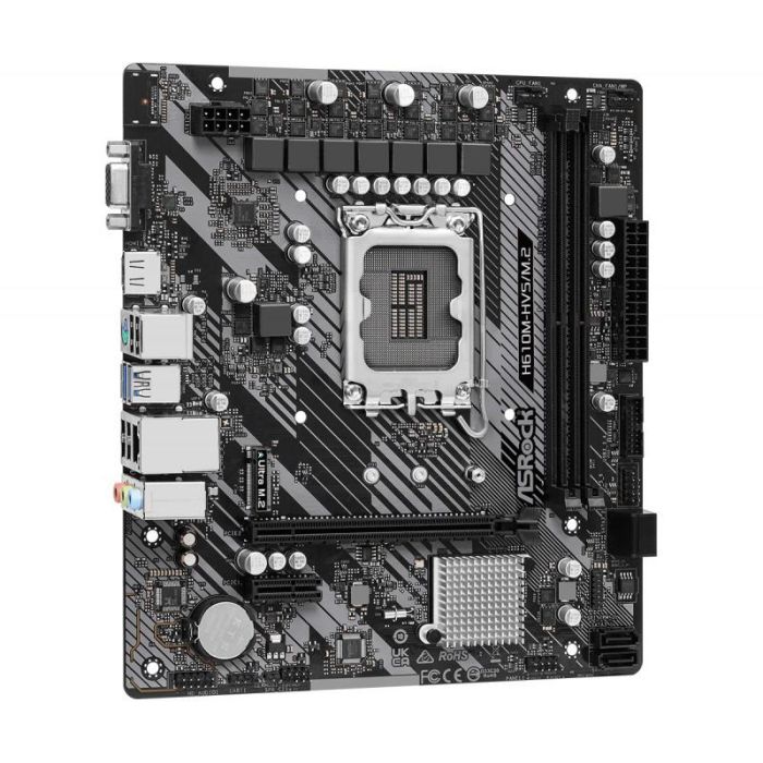 ASRock H610M-HVS/M.2 R2.0 Placa Base Intel H610 LGA 1700 para Core i3/i5/i7, DDR4, Micro ATX, 2 Ranuras DIMM 3
