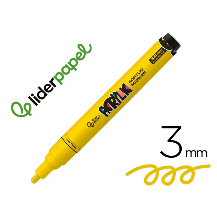 Liderpapel Rotulador Acrylic Base Agua Todo Tipo de Superficie Punta Redonda 3 mm Amarillo 0 Liderpapel Rotulador Acrylic Base Agua Todo Tipo de Superficie Punta Redonda 3 mm Amarillo 0