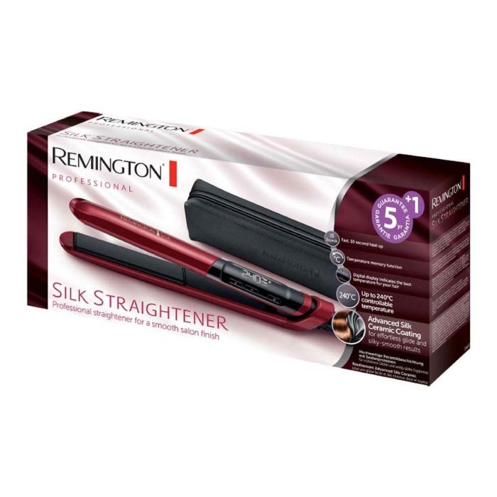 Remington S9600 Plancha de Pelo de Seda Cerámica Avanzada, Placas XL 110mm, Temp. 150-240°C, Calentamiento Rápido, Estuche 33