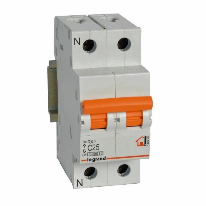 LEGRAND SON-419928 Interruptor Magnetotérmico RX³ 1P+N 25A Curva C para vivienda 230V 6000A 2 Módulos UNE-EN 60898-1