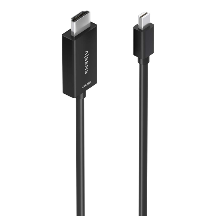 AISENS - CABLE CONVERSOR MINI DP A HDMI 4K@60HZ, MINI DP/M-HDMI/M, NEGRO, 0.6M