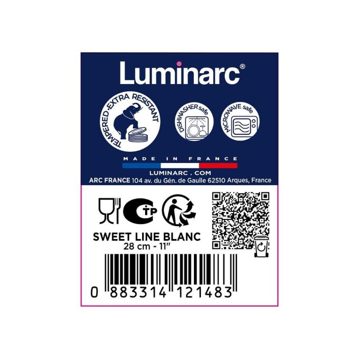 Luminarc Fuente Rectangular Sweet Line de Vidrio Opal Blanco 28x33 cm. Templada, Apilable y Apta Lavavajillas/Microondas/Frigorífico. 5