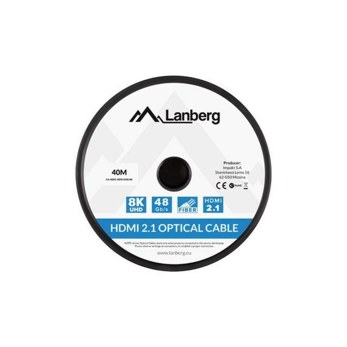 Lanberg Cable HDMI V2.1 40 Metros compatible con 8K y HDR, conectores chapados en oro 1