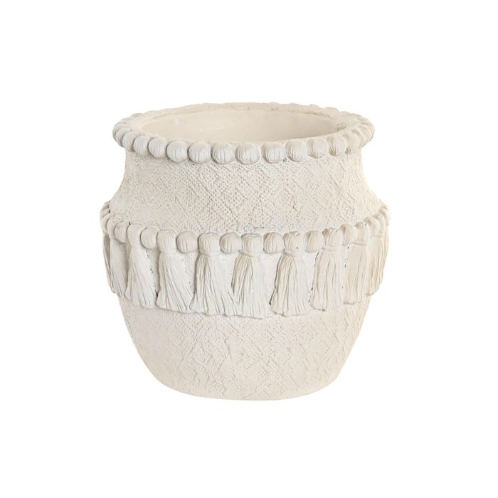 DKD Home Decor Jarrón Tropical con Relieve, de Cemento Blanco, 20x18x20 cm (Pack de 4 Unidades) DKD Home Decor Jarrón Tropical con Relieve, de Cemento Blanco, 20x18x20 cm (Pack de 4 Unidades)