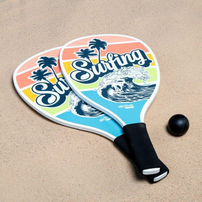 Palas de Playa con Pelota Aktive Surf 20 x 40 cm (12 Unidades) 1