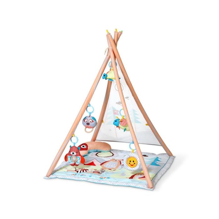 KioKids Teepee-Mantita de Actividades Bosque 2 en 1 para Bebés, Incluye Almohada y 5 Juguetes Interactivos +0 Meses Multicolor 4