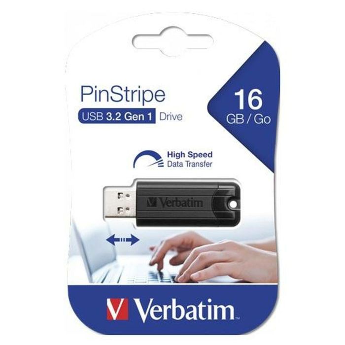 Pendrive Verbatim Pinstripe Negro 16 GB (10 Unidades) 1 Pendrive Verbatim Pinstripe Negro 16 GB (10 Unidades) 1